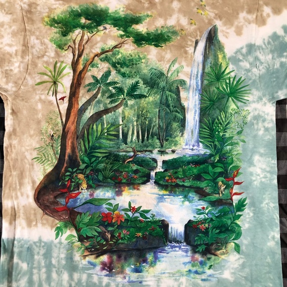 Rainforest 1991 Liquid Blue Vintage All Over Tie T - Picture 7 of 11